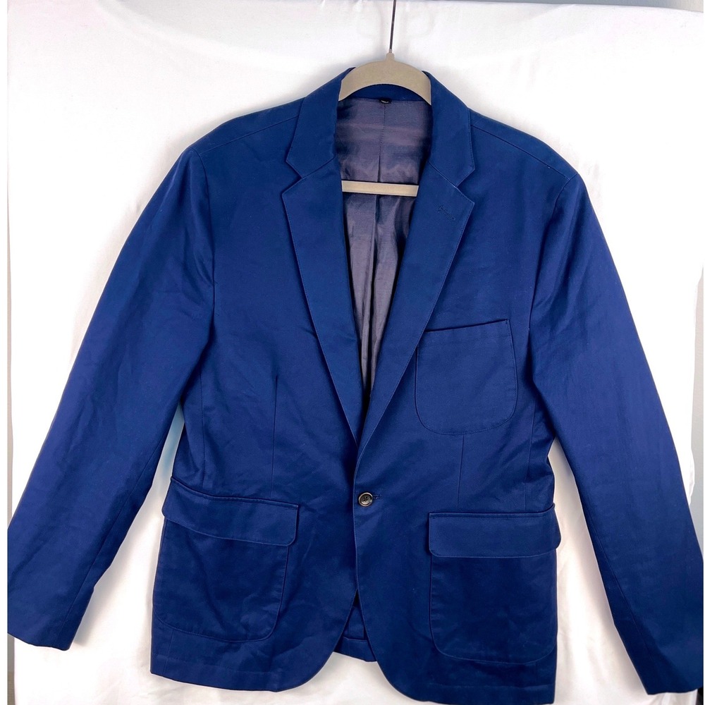 J.Crew Mens Navy Blue Cotton Twill Single Button Blazer Sport Coat Size M